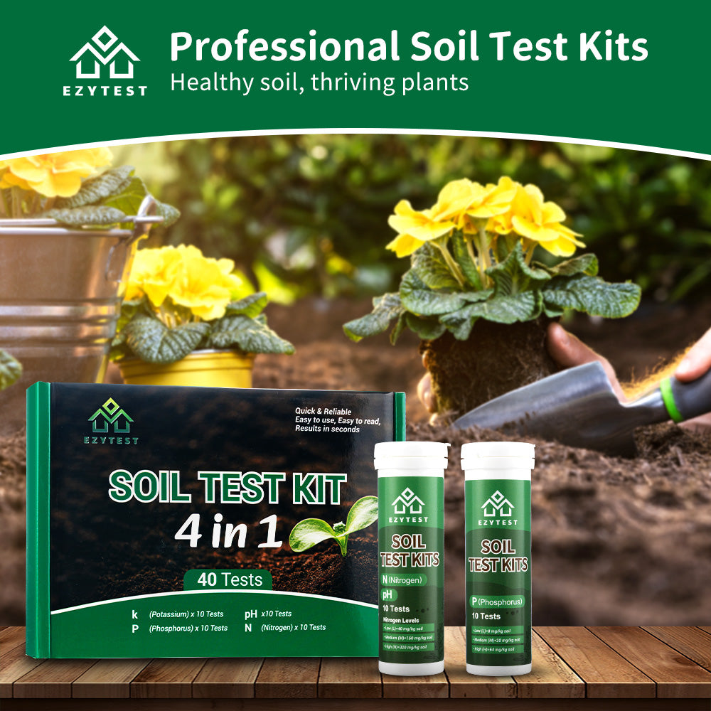 EzyTest Soil Test Kit 4-in-1 (40 Tests) — Check pH, Nitrogen (N), Phosphorus (P) & Potassium (K) for Healthier Plants