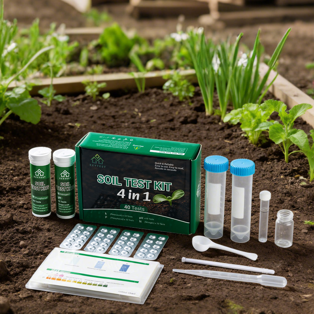 EzyTest Soil Test Kit 4-in-1 (40 Tests) — Check pH, Nitrogen (N), Phosphorus (P) & Potassium (K) for Healthier Plants