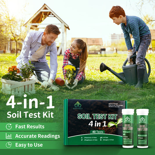 EzyTest Soil Test Kit 4-in-1 (40 Tests) — Check pH, Nitrogen (N), Phosphorus (P) & Potassium (K) for Healthier Plants